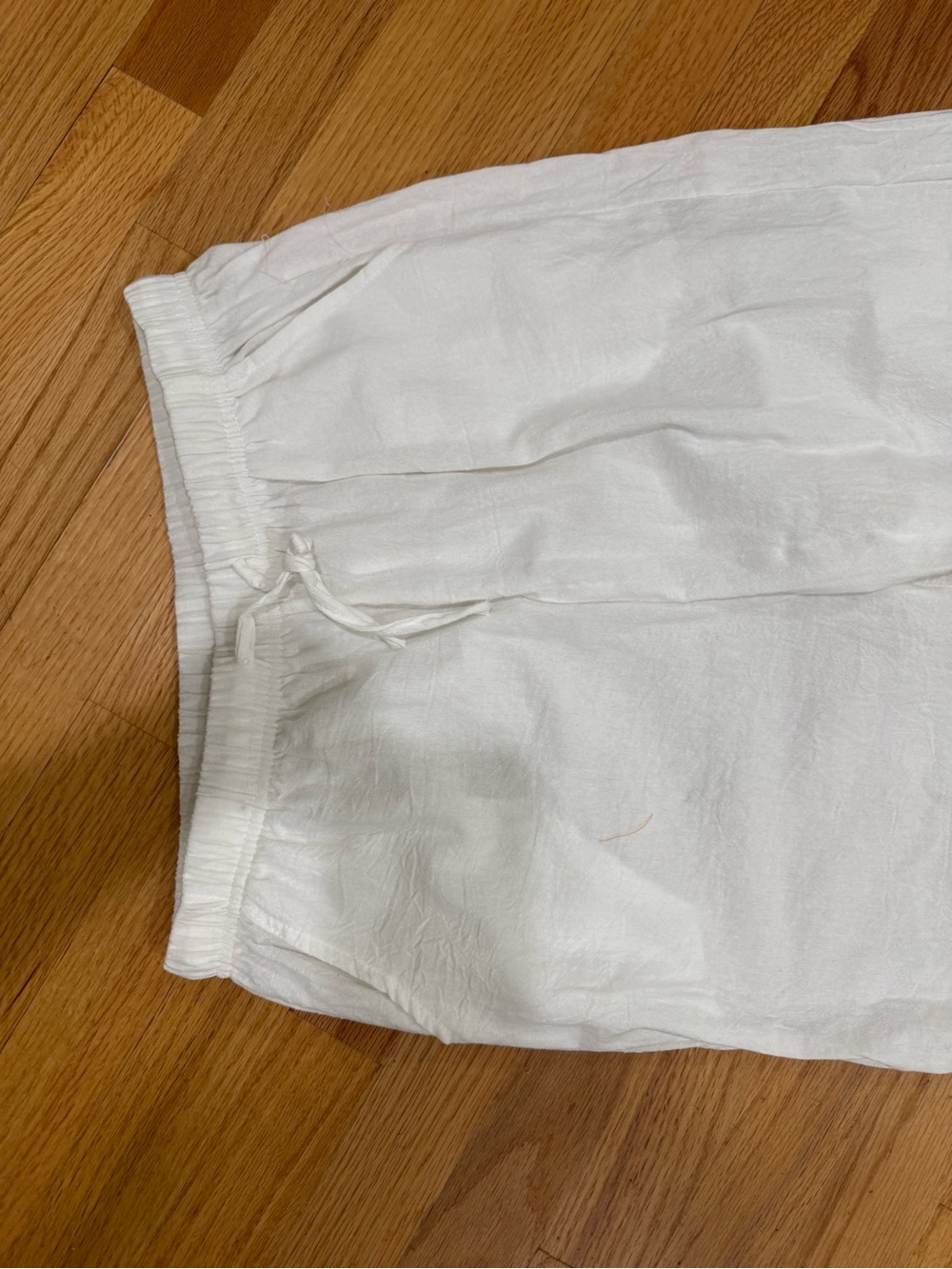 White Drawstring Capris - Lightweight Women's Pants